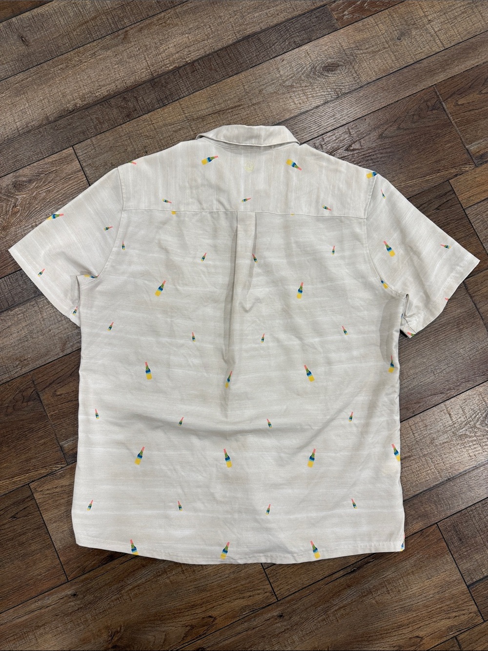 Short-Sleeve Casual Button-Down Shirt in Light Gray with Micro Bottle Print - Picture 2 of 3